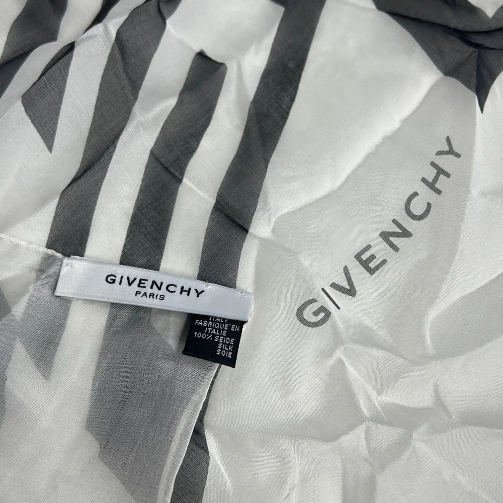 Givenchy 60” x 27” Silk Sheer Logo Shawl Scarf - New in Packaging